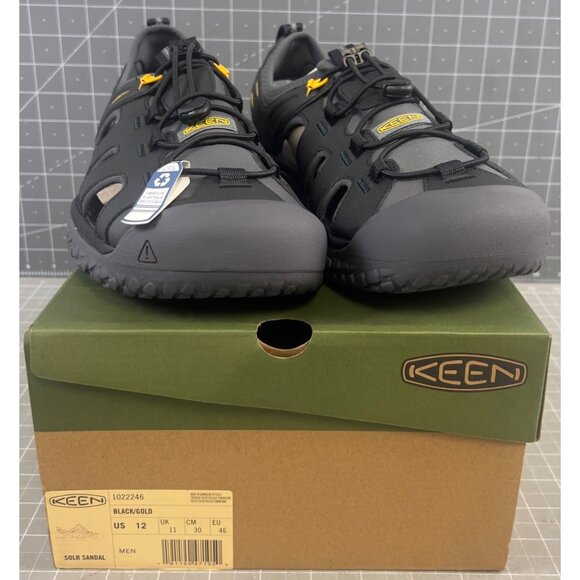 Keen Other - Keen Mens SOLR Sandal Black/Gold Quick-Dry Water Shoes Sz 12 US 46 EU New